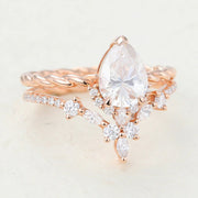 2.0 CT Pear Moissanite Wedding Bridal Ring Set Mapple Gems